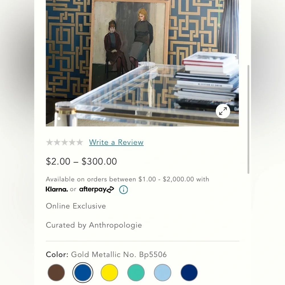 Anthropologie Farrow & Ball Enigma Wallpaper NWT